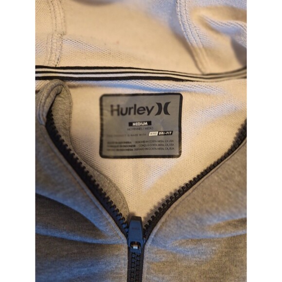 Hurley Nike Dri Fit Zip Up Hoodie Hooded Sweatshirt Jacket Gray Mens Medium - Picture 4 of 6